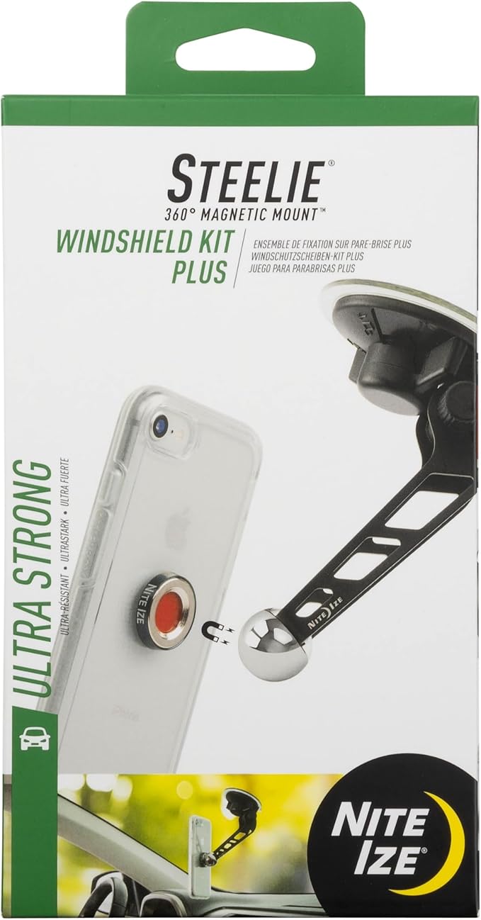 Nite Ize Original Steelie Windshield Mount Kit - Magnetic Cell Phone Holder for Car Accessories - Sturdy Car Windshield Mount for Cell Phones