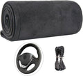 Suede Leather Steering Wheel Cover Wrap Kit - DIY Stitch-On for 15-16" Wheels, Superior Sweat Absorption & Non-Slip Grip, Comfortable & Durable Year-Round Upgrade