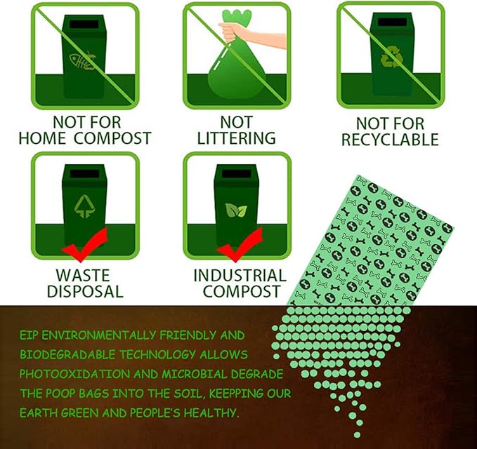 car Dog Poop Bags, Biodegradable & Compostable Garbage Bag Pets Poop Bag Recycling Thickened Leakproof Trash Bag (Green, 120 Counts)