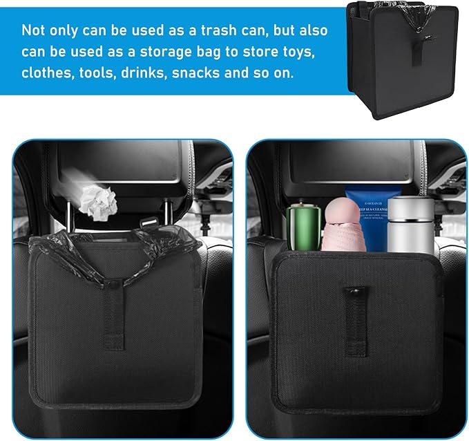 Foldable Car Trash Can, Waterproof Large Capacity Automotive Hanging Trash Bin, Leakproof Auto Garbage Bag Storage Container for All Vehicles, Interior Car Accessories (Large)