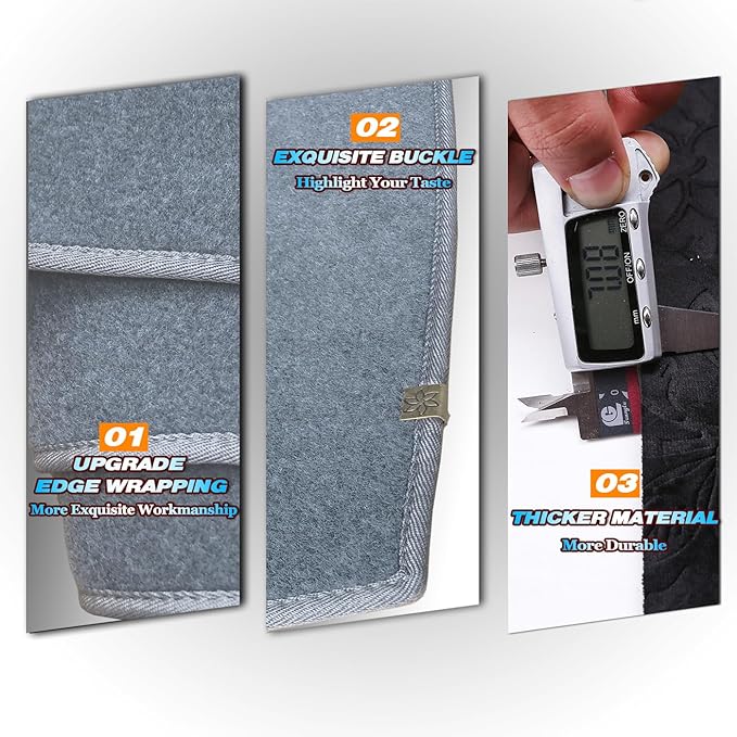 Dash Cover | Anti-Glare, Sun Protection, Dustproof, UV-Proof | Dashboard Covers Interior Car Accessories, Fit for Fo-rd F-150 1997 1998 1999 2000 2001 2002 2003, Expedition 97-02, Grey