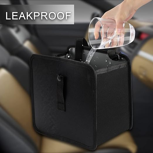 Hanging Car Trash Bag, Leakproof Car Trash Bin Hanging Collapsible Portable Garbage Bag Organizer, Large Capacity Storage Bag for Vehicle (Black)
