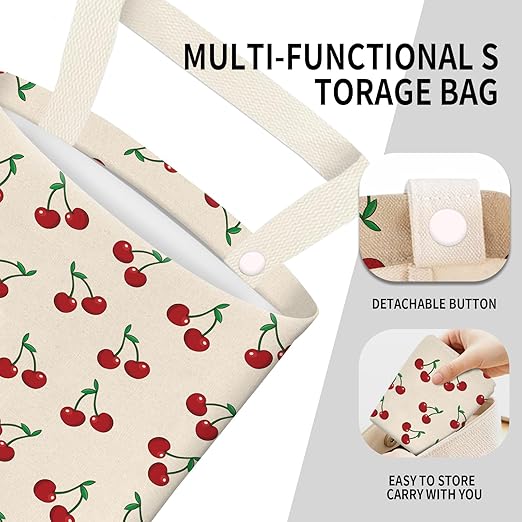 ADQWIOVL Car Garbage Can, Seat Back Hanging Cute Car Trash Can Bag, Car Organizer and Storage Bag for Travelling, Outdoor Cute Red Cherry