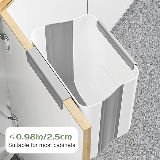 JIABEIUS Collapsible Hanging Trash Can, Compost Bin Kitchen with 60pcs of Garbage Bags, 2.6 Gallon Plastic Folding Garbage Bin for Cabinet, RV, Camping, Bedroom