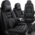 Iceleather Luxury Car Seat Covers for Ford Edge 2007-2025,Waterproof Soft Breathable PU Leather Seat Cover with Storage Pockets(Classic Black,Front Set with Pillow)