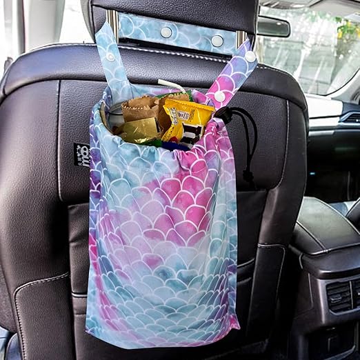 RMMOORORO Cute Hanging Car Trash Garbage Bag 100% Leakproof Waterproof Multipurpose for Car Back Front Seat Console with Hanging Strap (Mermaid)