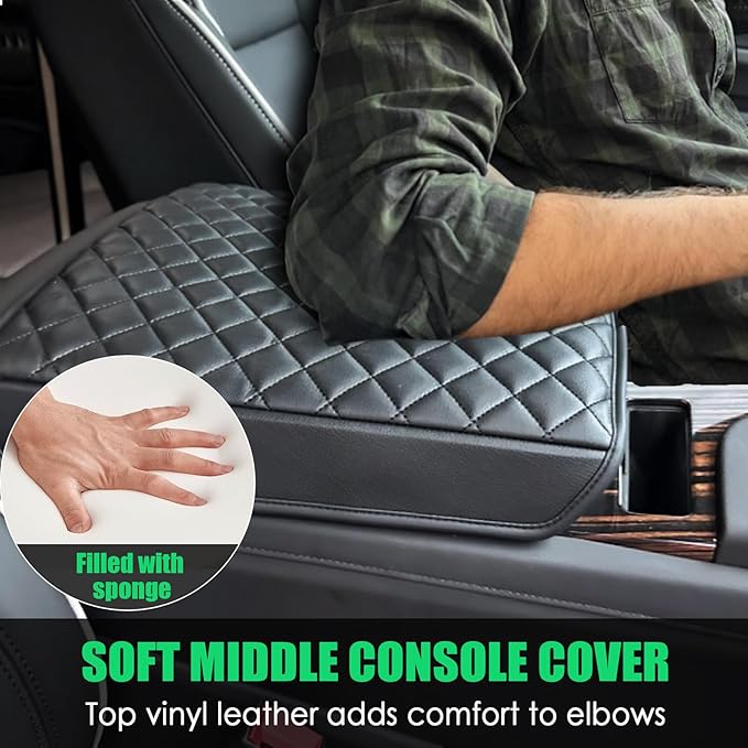 Center Console Cover for Cadillac Escalade 2021 2022 2023 2024 2025 2026 - Premium PU Leather Armrest Pad with Extra Padding, Scratch-Resistant & Stylish for Escalade Interior Accessory