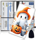 Car Registration Holder, PU Leather Vehicle Glove Box Organizer for Driver License, Document, Car Insurance Holder with Magnetic Shut, Auto Paperwork Wallet Case Accessories, Cute Ghost Pumpkin