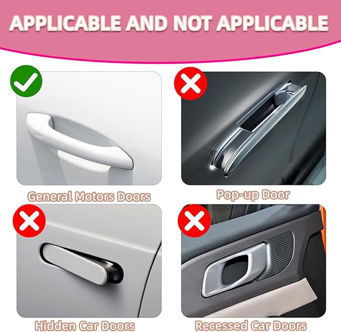 10 pcs Bling Diamond Car Door Handle Stickers, Bling Car Accessories for Women, Universal Rhinestone Crystal Glitter Door Handle Protector Stickers and Decals, Scratch Safety Reflective (Pink)