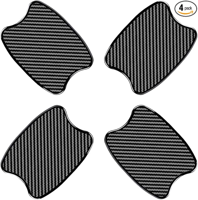 WORCAS TPU Carbon Fiber Like Car Door Handle Cup Protective Sticker Auto Door Paint Guard Car Door Cup Scratch Protection Films Universal Door Handle Cups Protective Pad (S-4PCS)