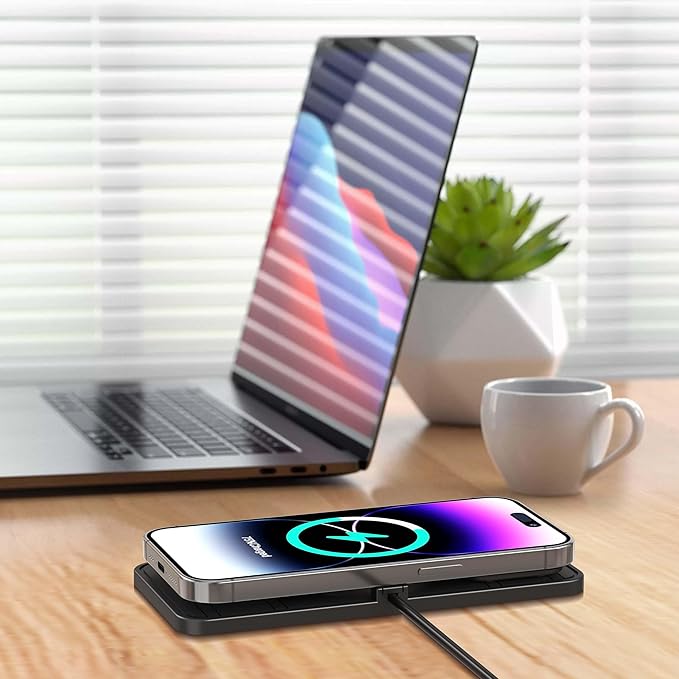 Wireless Car Charger Pad, LANSEMKU 15W Fast Car Wireless Charging Pad for Car Center Console DIY Trim-to-Fit, No Interior Damage,for iPhone 16 15 14 13 12 Pro Max, Samsung S23 S22 (100cm Cable)