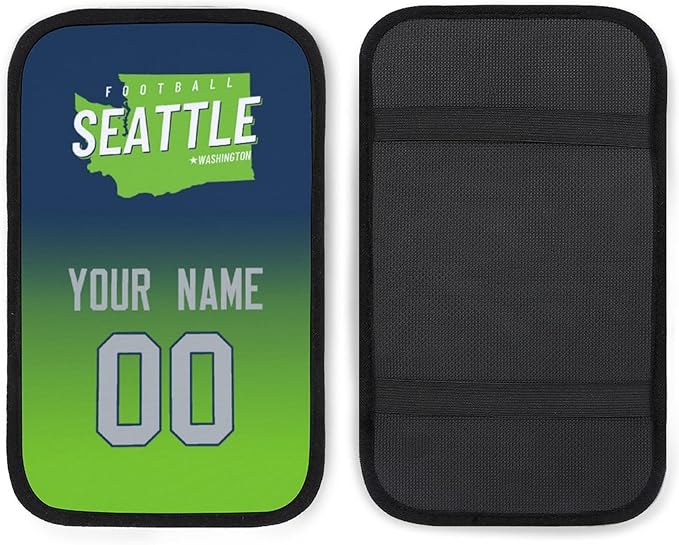 Custom Football Car Armrest Covers Universal Auto Center Console Pad Car handrail Box Cushion Personalized Add Name & Number Fans Gift Fit Suit for SUV Truck Sedan Van
