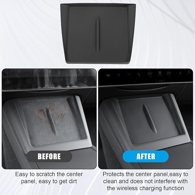 Silicone Mat for 2026 Tesla Model Y Center Console Wireless Charging Protector for 2024-2025 Tesla Model 3 and 2025-2026 New Model Y Juniper, Black