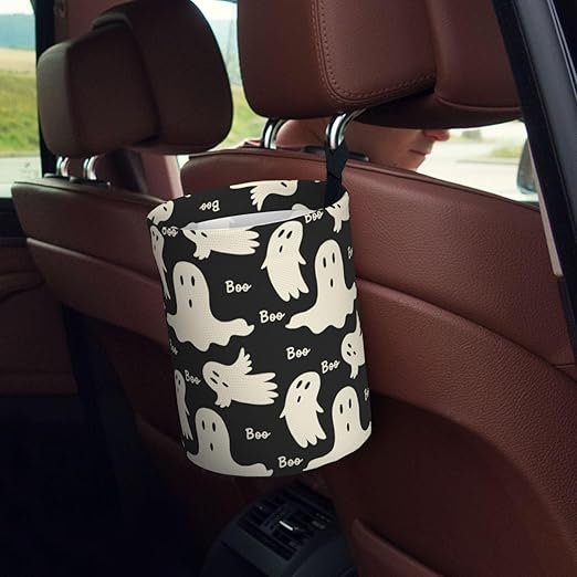 YANGDADA Ghost Pattern Car Trash Can Small Portable Car Garbage Bag for Back Front Seat RV's Camping Accessories