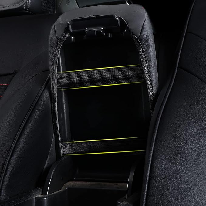 AOMSAZTO Console Covers for 2011 2012 2013 2014 Sonata Armrest Covers for Sonata Black with Red Stiches