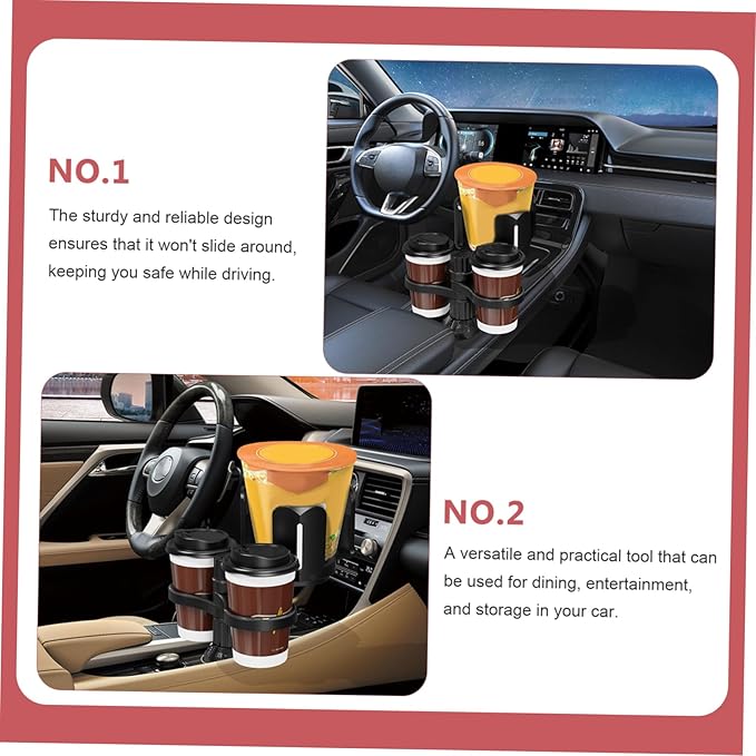 Happyyami Rotatable Car Cup Holder Expander Adapter with Angle Non Slip Vehicle Mounted Drink Holder Rack for Cup Storage and Dining Convenience