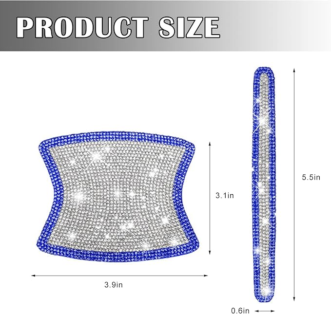 kingsea 8pcs Bling Car Door Handle Protector Stickers,Crystal Rhinestone Glitter Car Door Handles Cup Scratch Protectors Decals Universal (White & Blue)