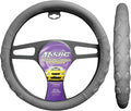 Slip-On Heavy Duty Steering Wheel Cover with Contempo Design, Gray