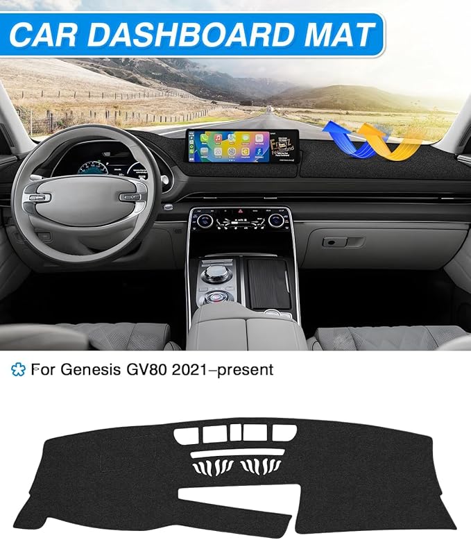 CARTIST Dash Cover Fit for Genesis GV80 2021 2022 2023 2024 2025 Dashboard Cover Mat for GV80 Accessories Non-Slip Carpet Sunshield Glare UV Rays Protector