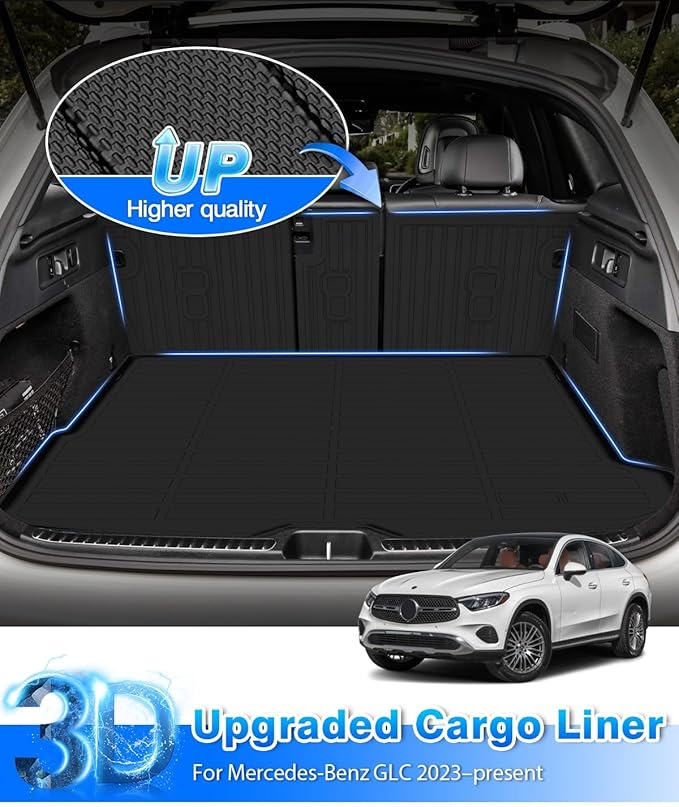 Floor Mats Fit for Benz GLC | GLC 300 | GLC 350e | GLC 43 AMG 2023-2025 2026 (5 Seating), All Weath Cargo Liner w/Backrest Mat for GLC Accessories (Not for Coupe)