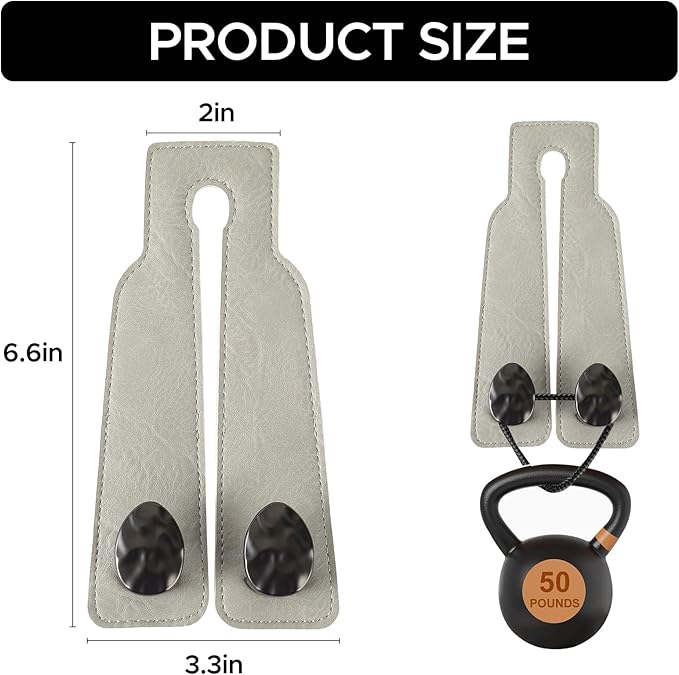 URIZZD 4 PCS Leather Car Seat Hooks for Headrest, Vehicle Hanger Storage Organizer Universal for Handbag Purse, Car Accessories Gift (Grey-Black-4 PCS)