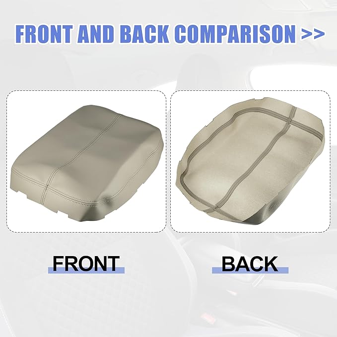 X AUTOHAUX Car Center Console Armrest Cover for Cadillac Escalade 2007-2014 Faux Leather Interior Arm Rest Cover Elbow Cushion Pad Beige