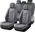Coverado Car Seat Covers Full Set, Seat Covers for Cars, Car Seat Cover, Car Seat Protector Waterproof, Leather Car Seat Cushion, Universal Car Interior Covers Seat Protectors for Most Cars Gray
