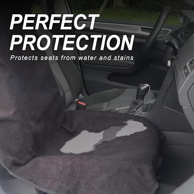 nbnhxnff Sweat Towel Car Seat Cover Protector Front Seats for Gym Workout, Running, Swimming, Beach and Hiking, Waterproof Universal Seat Cover for Car, Trucks, Van & SUV (Black, 2pcs Front Seat)