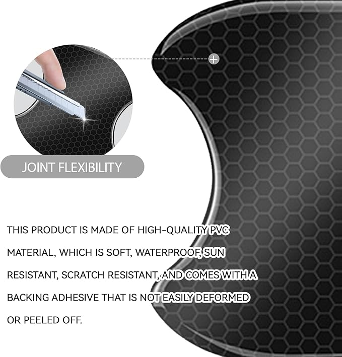 Car Door Handle Scratch Protectors Edge Guards, Reflective Anti-Scratch Door Bowl Handle Stickers Universal for Cars SUVs Trucks Doors Entry Guard Automotive Exterior Accessories (Black, 8PCS)