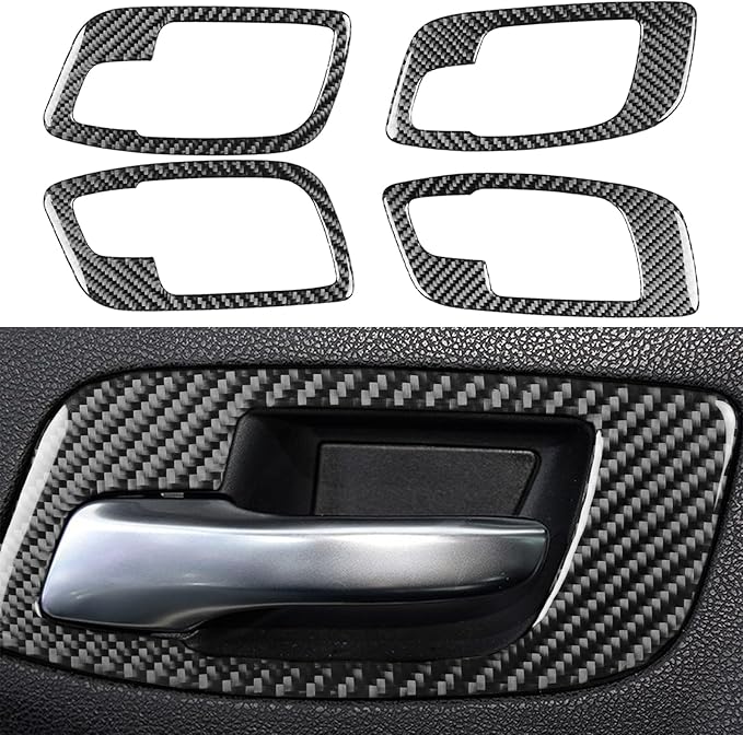 NVCNX Real Premium Carbon Fiber for Chrysler 300 Accessories 2015-2023 2016 2017 2018 2019 2020 2021 2022 S/C/Limited/Touring Door Handle Cover Interior Trim Sticker 4PCs Without Seat Memory Holes