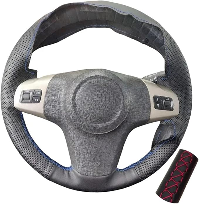PU Leather Car Steering Wheel Cover for 2009-2017 Corsa (D) & Corsa (D) (3-Spoke) - Enhanced Grip & Comfort(Red Thread)