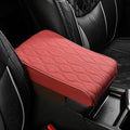 Leather Car Armrest Box Pad for Tesla Cybertruck 2023 2024, Memory Foam Car Center Console Cover Comfort Waterproof Arm Rest Cushion Pad Universal Accessories,F/Red