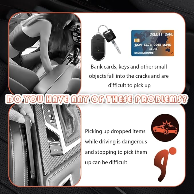 2PCS Car Seat Gap Filler Organizer with Storage Slots,Upgraded Car Gap Filler for Storing Phones,Keys,Items,Plug & Play No Drop Seat Guard for Cars Avoid Items Falling