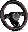 Brown Steering Wheel Cover, Slip-Proof Breathable Comfort PU Imitation Leather Cute Car Accessories for Women Girl, Universal Protector in All Season 15 inch Fit Most Car