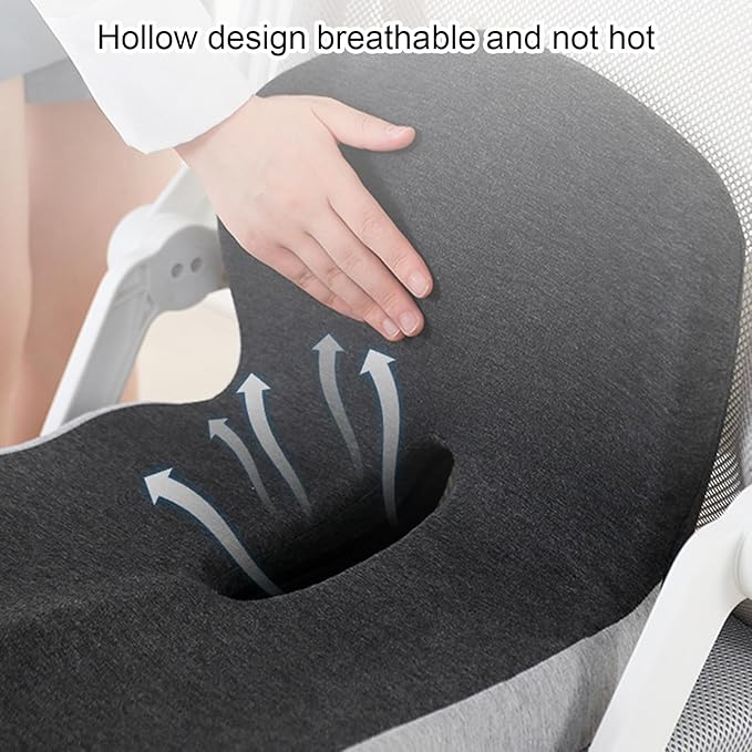 Car Seat Cushion for Long Driving, Ergonomic Memory Foam Seat Cushion, Car Seat Cushion for Back Pain and Lumbar Support Non Slip and Easy Clean for Driving Gaming Chair and Travel A Light Grey