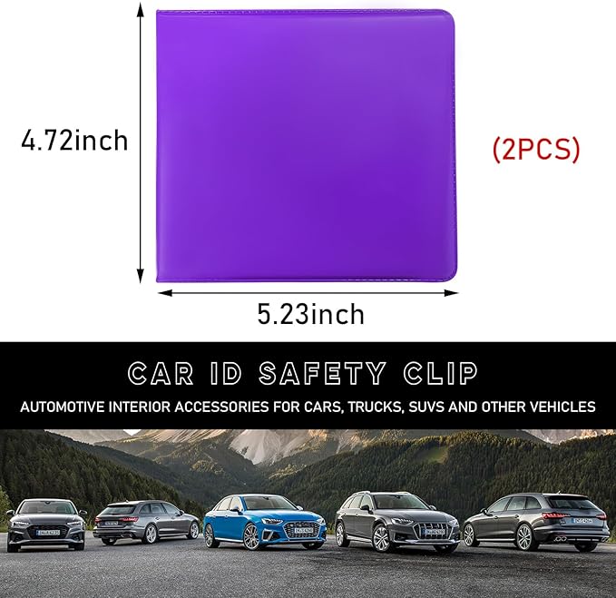 Ziciner 2PCS Car Registration and Insurance Holder, 5.2"× 4.7" Leather Auto Glove Box Organizer with Closure, Essential Car Document Holder for Card, Driver License (Purple)