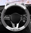 Women's Cartoon Steering Wheel Cover Comfortable, Breathable, Non-Slip All-Season Car Accessory Universal 15-inch Fit Suitable for Sedans, Pickup Trucks, and SUVs