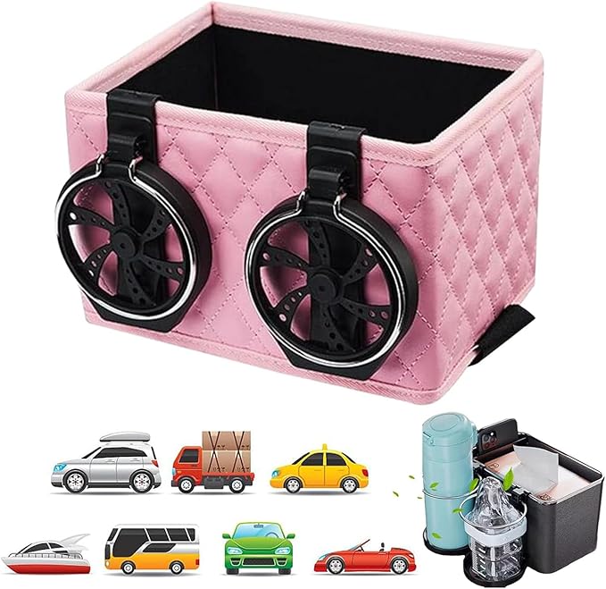 ZMPDJG 2025 New Meonsopoli Car Armrest Storage Box, Car Armrest Storage Box with 2 Cup Holders, Universal Between Seat Console Organizer with Phone Slot (C)