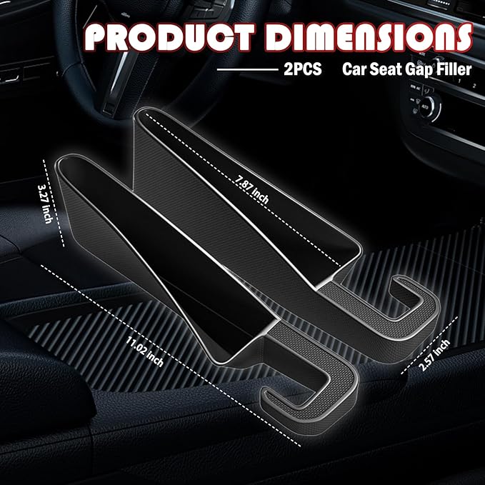 2PCS Short Car Seat Gap Filler Organizer with Seats Belt Holes,Anti-dropout Seat Gap Filler Fills Console Gaps,Universal Car Seats Gaps Plug with Storage Slot for Cars Storage