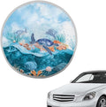 Sea Turtle Shell Coral Pattern Steering Wheel Sun Shade Steering Wheel Sunblock Cover Vehicle Steering Wheel Protector Block UV Rays Interior Accessories for Truck Van Car SUV
