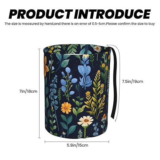 Floral Navy Blue Car Trash Can Garbage Cans Foldable,Cute Hanging Car Organizer and Storage Bag Leak Proof, Auto Back Seat Trash Bin Universal for Truck, SUV, Outdoor Travel