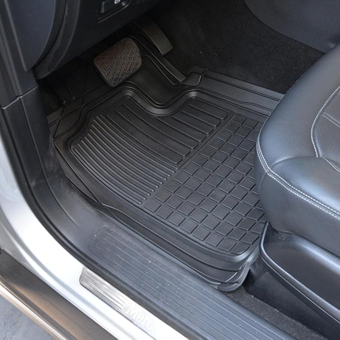 Motor Trend Premium All Weather Rubber Floor Mats for Cars SUV Trucks, Heavy Duty Universal Fit Trim to Fit Protection Floors Liners Full Set (2 Front Mats, 1 Rear Floor Mat, 1 Trunk Cargo Liner) s