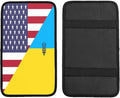 Ukraine Ukrainian Trident American Flag Car Center Console Cover, Universal Waterproof Armrest Pad, Soft Comfort Cushion & Scratch-Resistant Protector for Cars, SUVs and Trucks