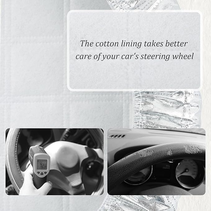 Car Steering Wheel Cover Sun Shade,Car Wheel Cover with Aluminum Film and Cotton Lining for Steeringwheel Sun Protection,Universal Maximum 15.75" Truck Steering Wheels Covers