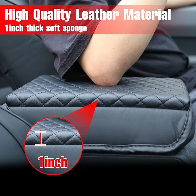 Mabett Center Console Cover for Ford Bronco Accessories 2026, 2021-2025 2/4-door,Prevent Dog Scratches Center Console Pad Waterproof Armrest Cover,Armrest Seat Box Cover Protector(Black)