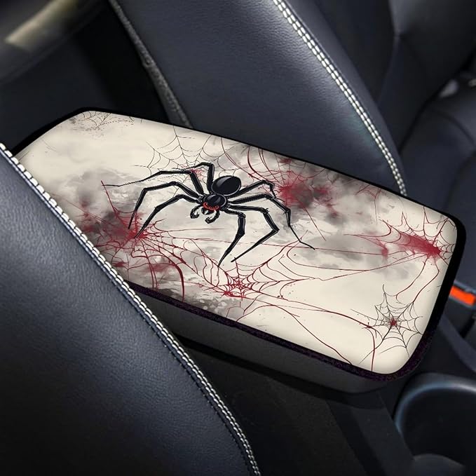 Mintutlipy Spider Car Center Console Cover Soft Comfortable Car Armrest Cushion Water Proof Car Storage Box Mat Universal Fit Most Cars
