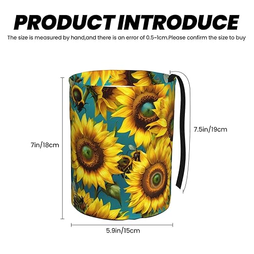 Aueimtia Car Trash Can – Collapsible & Waterproof Hanging Trash Bag, Pop-Up Garbage Bin for Cars, Trucks, Minivans, and Camping – Easy to Install & Clean（ Sunflower）