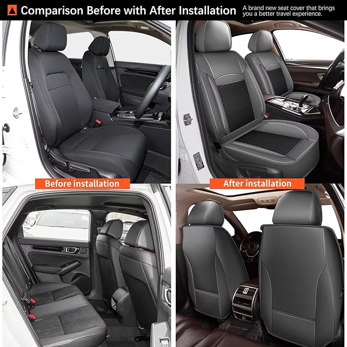 DISUTOGO Front Seat Covers Fit for Nissan Titan 2009-2025 Waterproof Faux Leather Automotive Cushion Protector Car seat Covers Compatible Airbag(2 Seats, Grey)