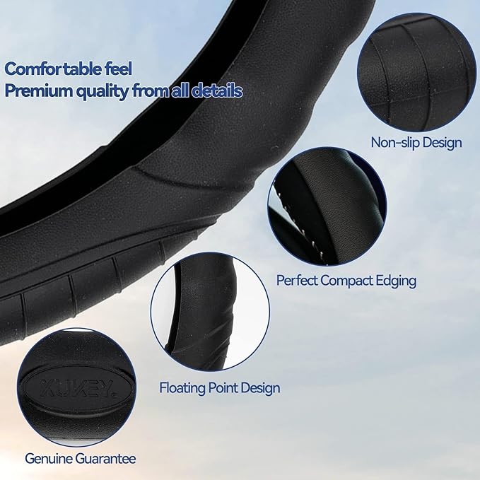 AUTOXBERT Universal Silicone Steering Wheel Cover Auto Car Silicone Great Grip Anti-Slip Steering Cover fits Most Cars, SUVs, Trucks, and Vans