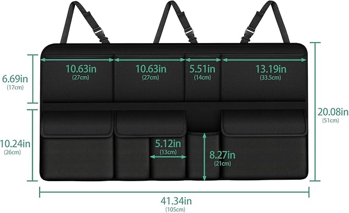 NUWQICD Hanging Car Trunk Organizer Fit For Toyota RAV4 Foldable Large Capacity 41.3x20 inch Backseat Trunk Organizers Storage, Car Accessories Interior, with Multi Pockets Black
